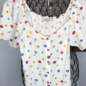 Madewell button down confetti floral cropped shirt